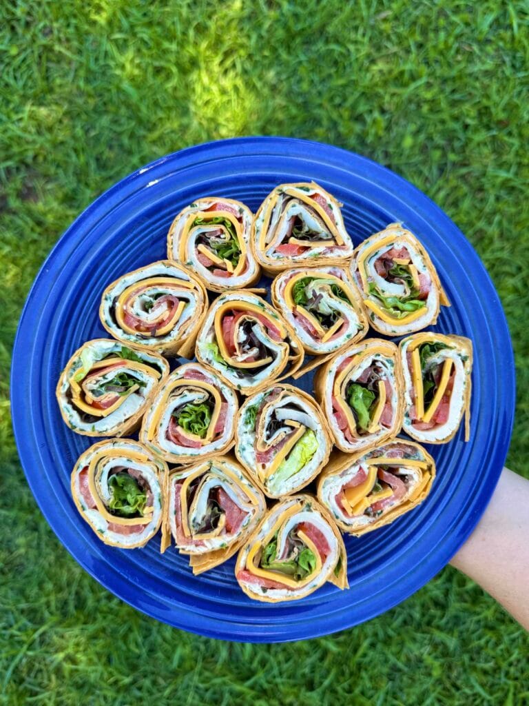 Catered event food presentation arranged for guests