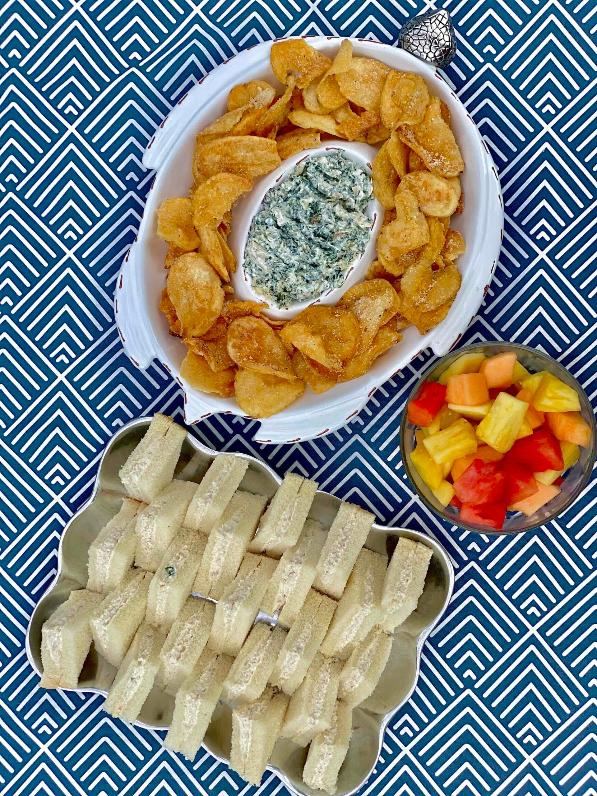 Featuring sandwich and dip catering presentation
